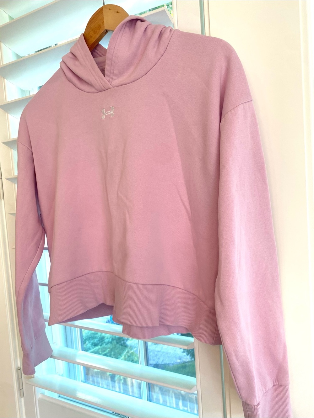 Under Armour Women's Pink Hoodie Sweatshirt youth large